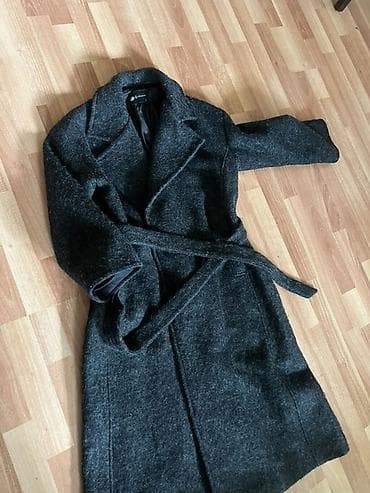 Şortlar: Tünd boz rəngdə uzun palto - Model: Kəmərli, xanım üçün uzun palto - — 1