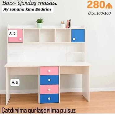 Yazı/kompüter masaları – müxtəlif modellər 1) Bacı–Qardaş masası -