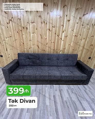 Tək Divan – 250 sm - Açılan, bazalı mexanizm: Geniş yataq sahəsinə