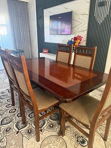 Qonaq otağı üçün, Açılmayan, Dördbucaq masa, 6 stul