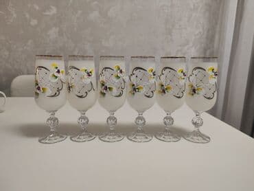 şam qabı: Qədəhlər, rəng - Ağ, Şüşə, 6 ədədli dəst — 1