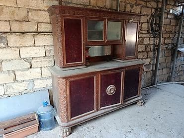 antika şamdanlar: Antik vitrin-bufet şkaf - Material: tam ağac konstruksiya, üzərində — 2