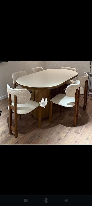 qonaq stol: Qonaq otağı üçün, Yeni, Oval masa, 6 stul — 1