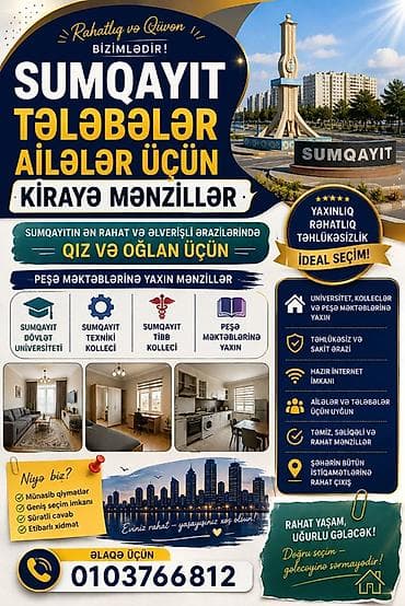 sekide ucuz kiraye evler: Sumqayıtda tələbələr və ailələr üçün kirayə mənzillər - Şəhərin ən — 1