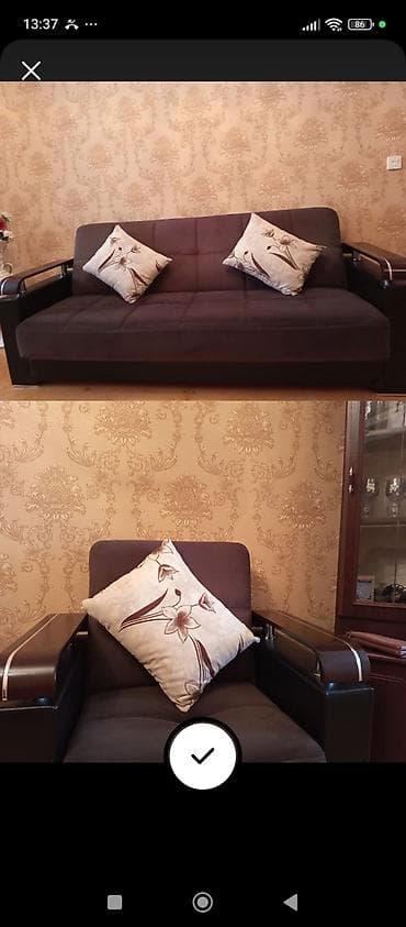 2 el kombi dolabı: İki yastıqlı divan qiymet razilasma yoluile - Model: qəhvəyi rəngli — 1