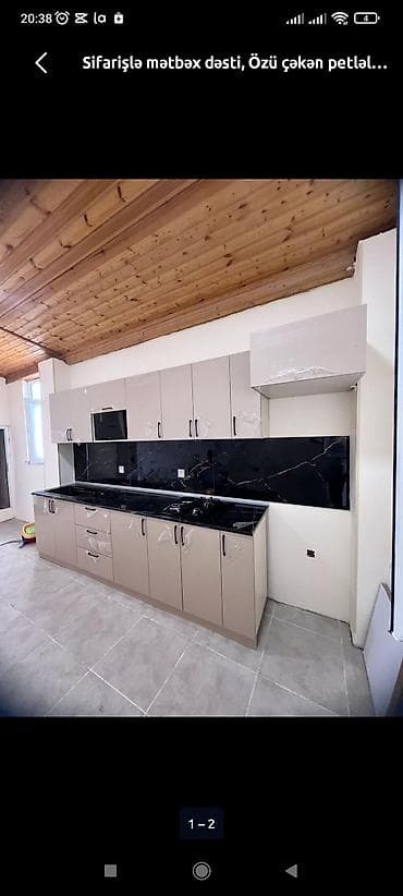 Müasir dizayna uyğun sifarişlə mətbəx mebeli dəsti - Üst və alt — 4