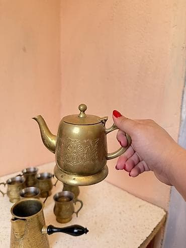 cay desti: Çay dəsti, rəng - Qızılı, Metal, 6 nəfərlik — 3