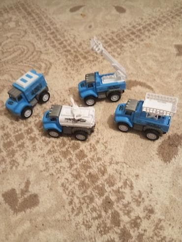 машины для детей: Uşaq oyuncağı – 4 ədəd mavi servis maşınları dəsti - Rəng — 3