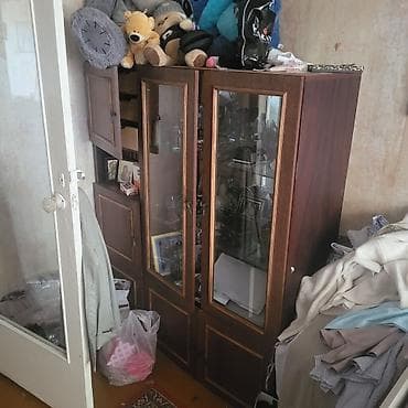 vitrin dolab: Sovet üslubunda taxta mebel dəsti - Material: ağac (tünd qəhvəyi şpon — 2