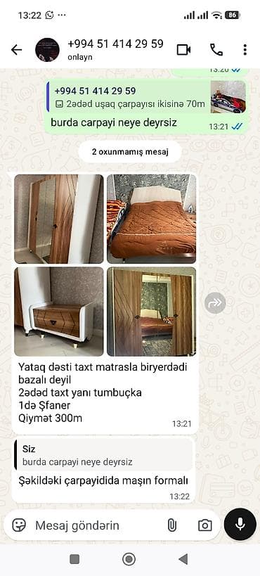 setka kravat: 2 təknəfərlik çarpayı, Dolab, Tumba, 2 tumba, Türkiyə, İşlənmiş — 6