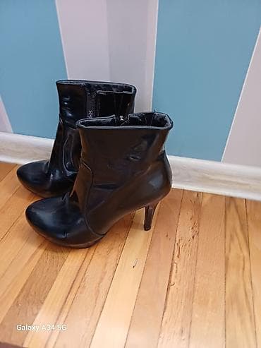 батинка: Qadın üçün qara botlar - Model: nazik dabanlı, qısa boğaz - Rəng — 1