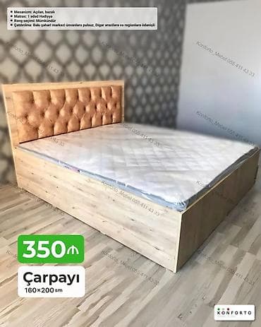 Çarpayı – 160×200 sm - Mexanizm: açılan, bazalı (yataq ləvazimatları — 1
