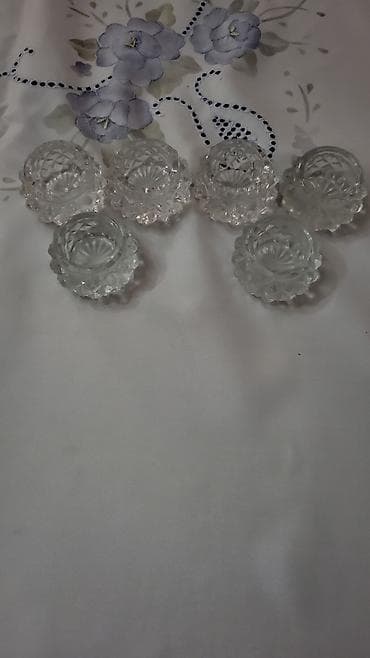 Şüşə duzqabı dəsti – 6 ədəd - Material: şəffaf şüşə/kristal
