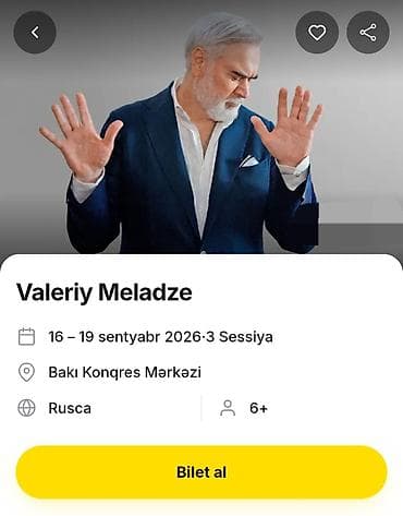 nilufer konsert: Valeriy Meladze 2 Bilet satilir – konsert proqramı - Tarix:19 — 1