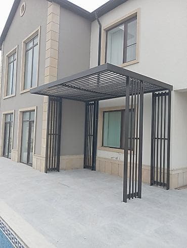 Metal pergola – fasad üçün müasir kölgəlik konstruksiyası - Material — 1
