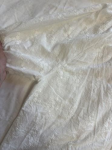 velur qadın donları: Ağ rəngli, romantik naxışlı pambıq bluz - Material: yüngül, nəfəsalan — 2