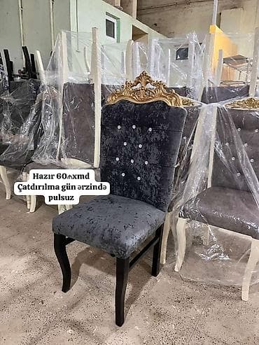 velosiped sekilleri: Mətbəx və qonaq otağı üçün klassik dizaynlı yumşaq stullar - Yüksək — 10