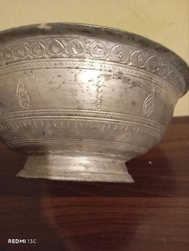 mis samovar: Qədimi Məişət üçün mis/metal qab-qacaq dəsti Təsvir: - Şəkillərdə — 9