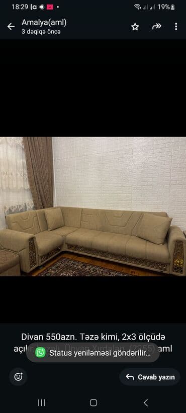 divan xırdalan: Künc divan, Açılmayan, Bazasız, Parça — 1