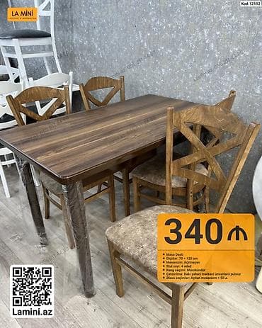 stol ustul: Məhsul: Masa Dəsti (Kod: 12112) - Tərkib: 1 masa + 4 ədəd stul - — 1