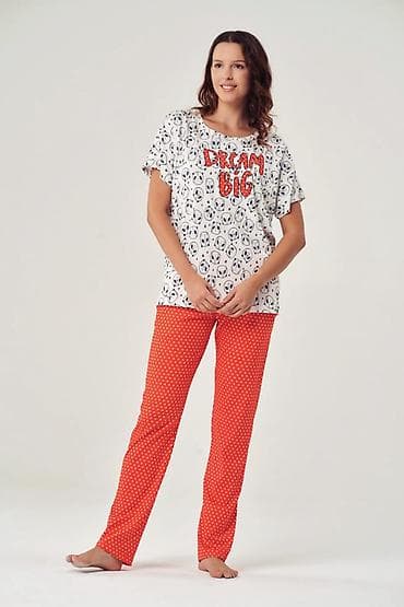 Домашние костюмы: Qadın pijama dəstləri - İki hissəli dəst: qısaqol köynək + düz — 1