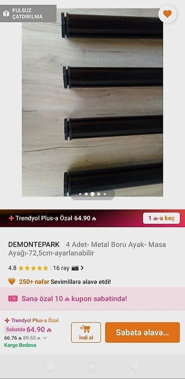 Təcili satılır, qiymətdə razılaşmaq olar.Məhsul: DEMONTEPARK – Masa — 2