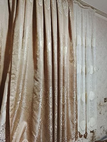Zərif naxışlı pərdə dəsti - Tərkibi: qalın dekorativ pərdə + ağ tül lalafo.az -da Zərif naxışlı pərdə dəsti - Tərkibi: qalın dekorativ pərdə + ağ tül