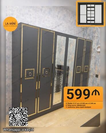 pol parket: Açılan, 6 qapı Düz dolab, Qarderob, paltar dolabı — 1