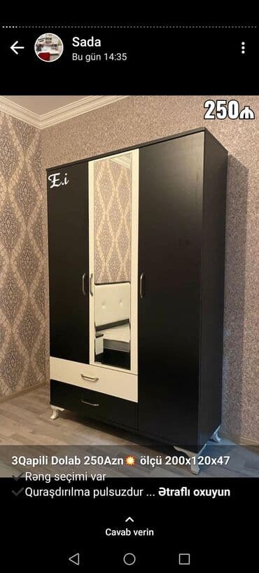 qapilar qiymeti: 100azn başlayan qiymətlər 1 qapi 45eni45derin 190 hündür 2qapi — 8