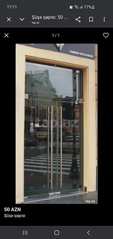 Qapı şüşələri: Şüşə qapı - Material: bərkimış temperli şüşə - Tip: ikiqat açılan — 1