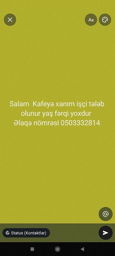 İş: Ofisiant tələb olunur — 1
