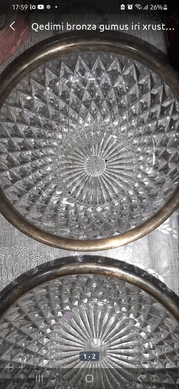 saxlama gabi: Qedimi xrustal bronzo(gumus)iri meyve qabi.2i 100manat.dəst bosqab — 2
