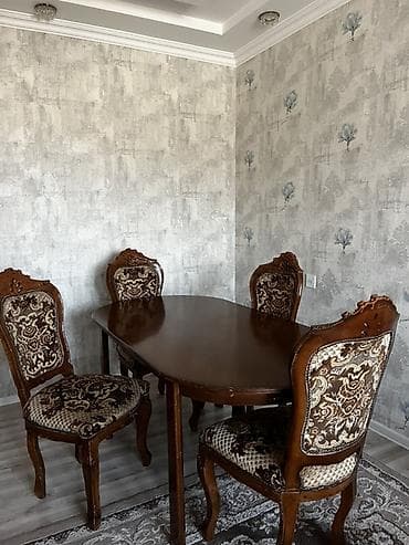 Qonaq otağı üçün, İşlənmiş, Oval masa, 4 stul — 2