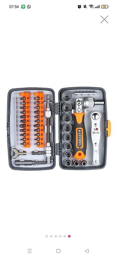 38 hissəli ratchetli tornavida və ucluq dəsti Tərkib: - Kompakt