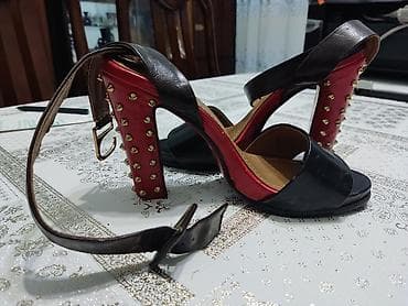 ayaggabı: Qadın ayaqqabıları dəsti 1) Qəhvəyi açıq burunlu sandalet - Material — 3