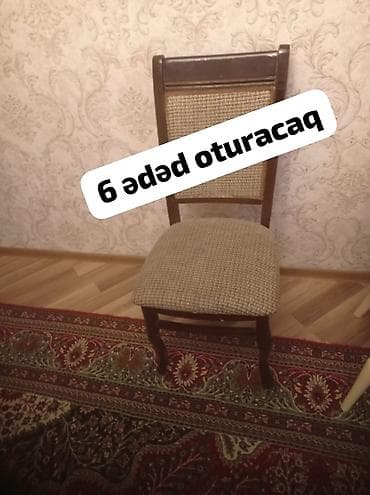 stul stol: Qonaq otağı üçün, İşlənmiş, Açılan, Oval masa, 6 stul — 2