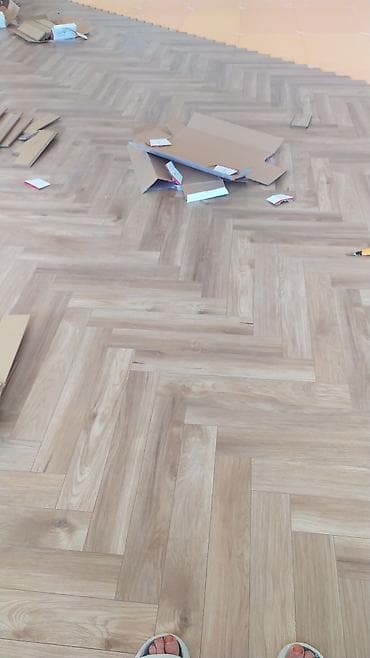 kafel işi: Parket və laminat döşəmə işləri - Dizaynlar: balıqqulağı — 2