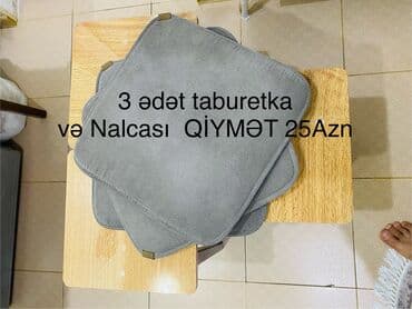 metbex stolu: 3 ədəd taburetkadan ibarət bu dəst, müxtəlif məkanlarda istifadə üçün — 1