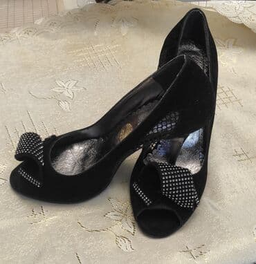 женские шлепанцы на каблуке: Туфли, Размер: 36, цвет - Черный, Б/у — 5