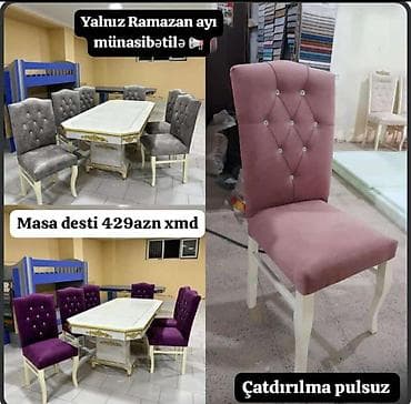 yataxt dəsdi: Qonaq otağı üçün, Yeni, Açılmayan, Dördbucaq masa, 6 stul — 1