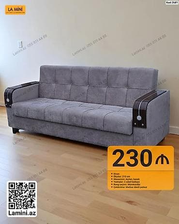 Divan – Kod: 2681 - Ölçü: 210 sm - Mexanizm: Açılan, bazalı -