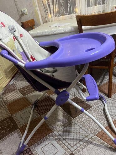 шезлонги для новорожденных: Ünvan Yasamal Uşaq yemək stulu - Rəng: bənövşəyi-ağ - Yumşaq — 2