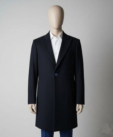 Qara rəngli Erkek palto – klassik düz kəsim - Dizayn: Tek düyməli