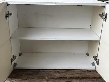 ofis masası: Ağ rəngli iki qapılı divar dolabı - Minimalist, hamar ağ ön panellər — 2