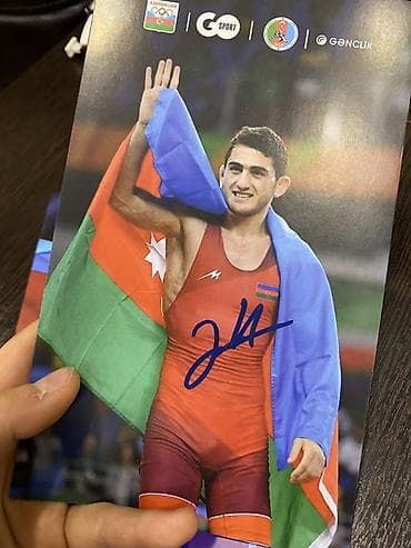 lenin: Məhsul: Azərbaycan güləşçilərinin imzalı kolleksiya kartları seti — 2