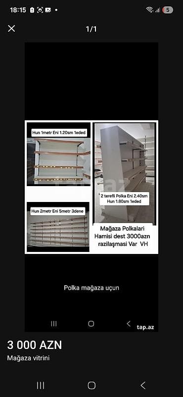 Mağaza polka və vitrin dəsti Təsvir: - Mağaza üçün metal karkaslı