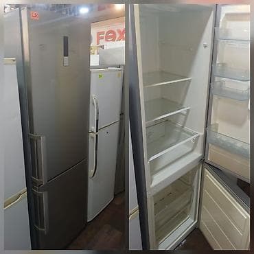 İki kameralı soyuducu, paslanmayan polad rəngdə korpusla. - Alt