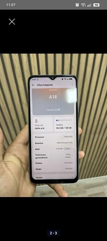 telfon ekranı: Oppo A18, 128 GB, İki sim kartlı — 1