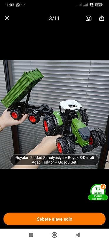 disklər r17: Oyuncaq Traktor və Qoşqu Seti – 2 ədəd simulyasiya detallı model — 3