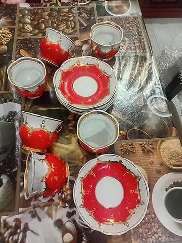 çay servizi: Çay dəsti, rəng - Qırmızı, Farfor — 2